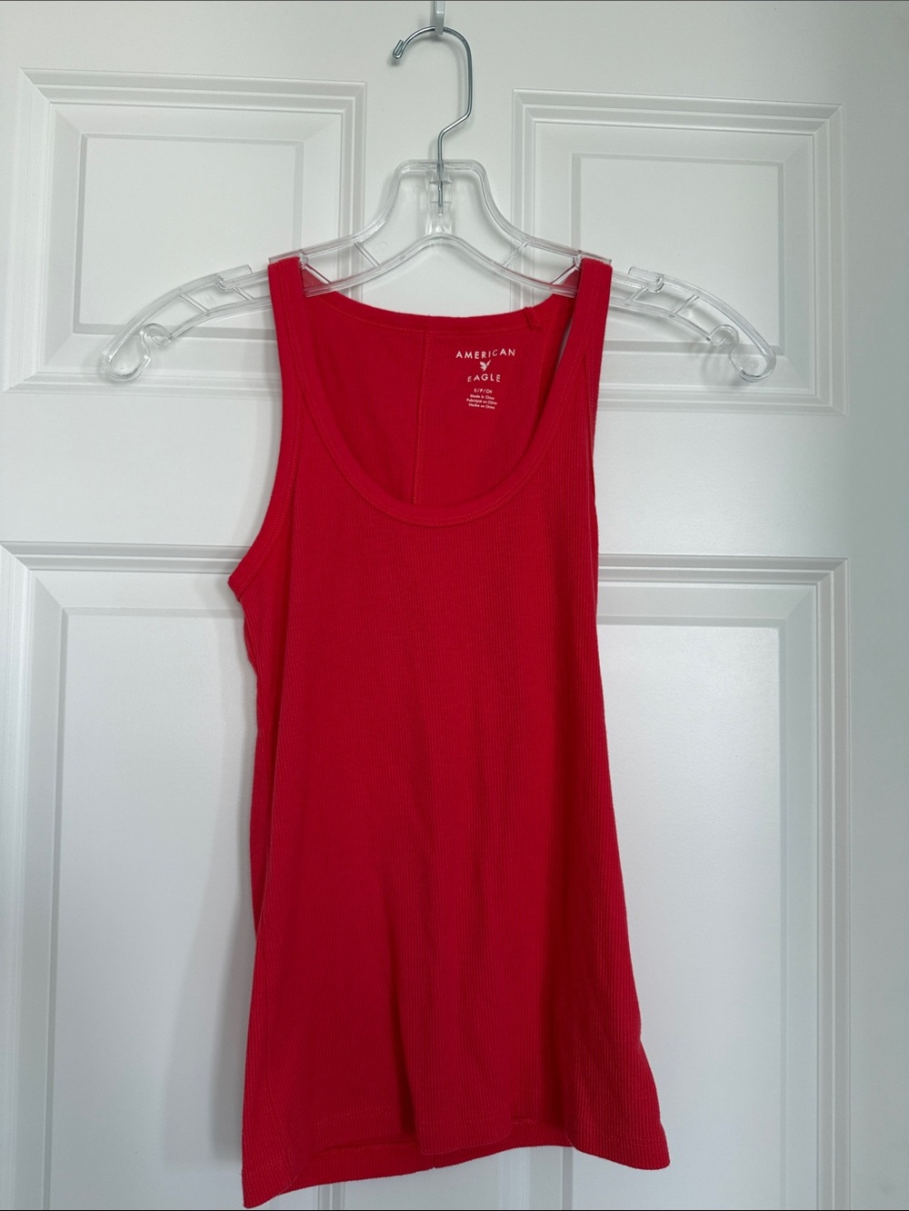 American Eagle Outfitters Bright Red Ribbed Scoop Tank